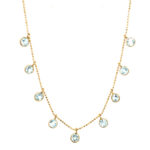 Yellow Gold Aquamarine Station Necklace