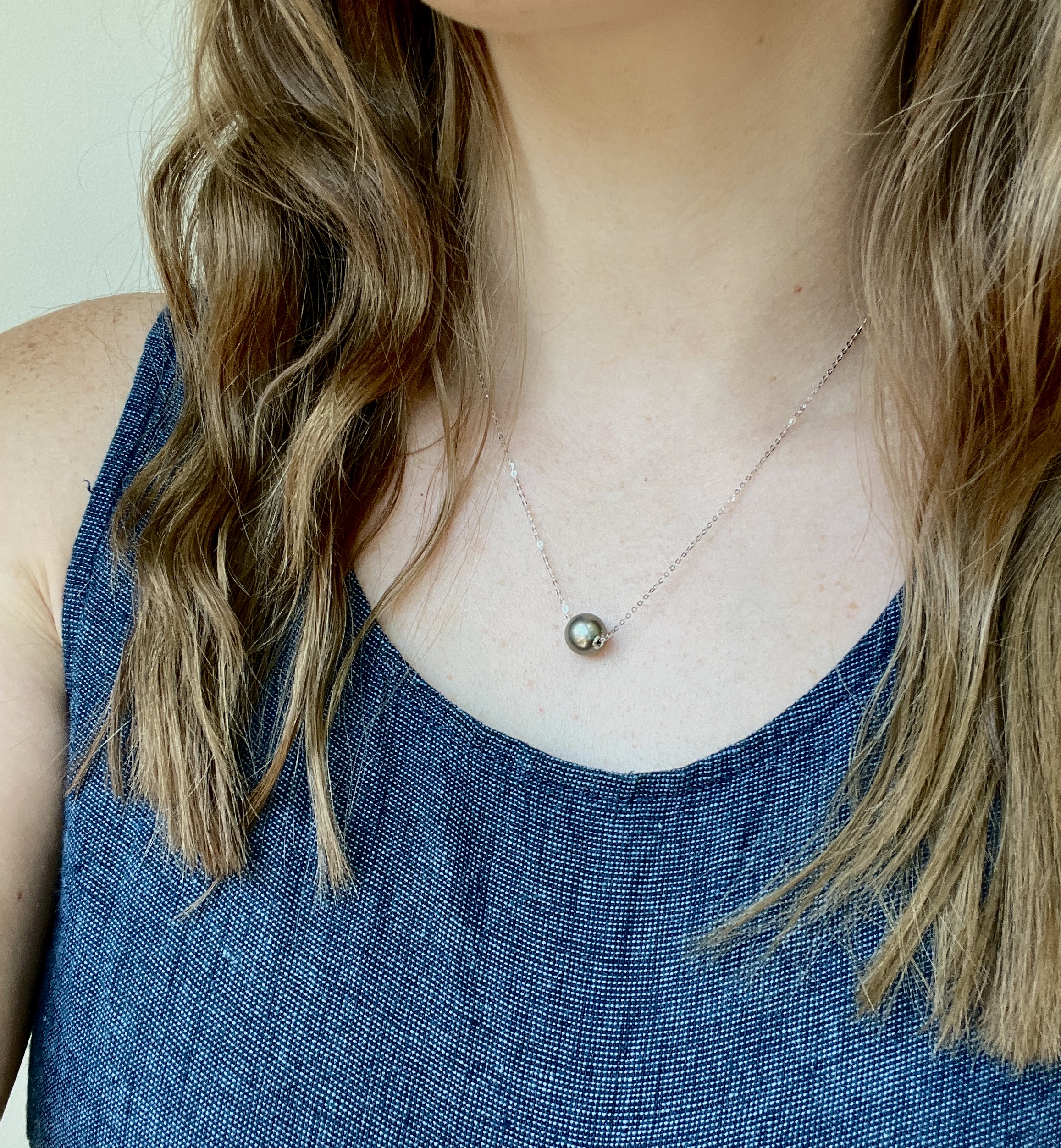 White Gold Tahitian Pearl Necklace