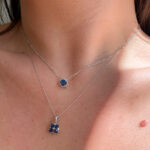 White Gold Sapphire Necklace with Diamonds