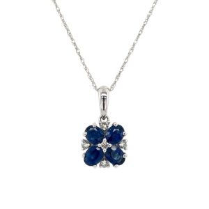White Gold Sapphire Necklace with Diamonds