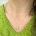 White Gold Opal Necklace with Diamonds
