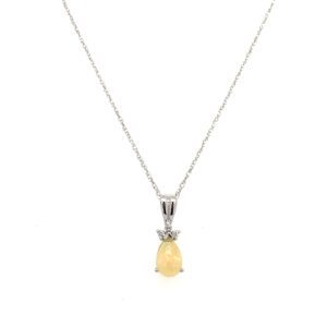 White Gold Opal Necklace with Diamonds