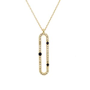 Yellow Gold Diamond Necklace with Sapphires
