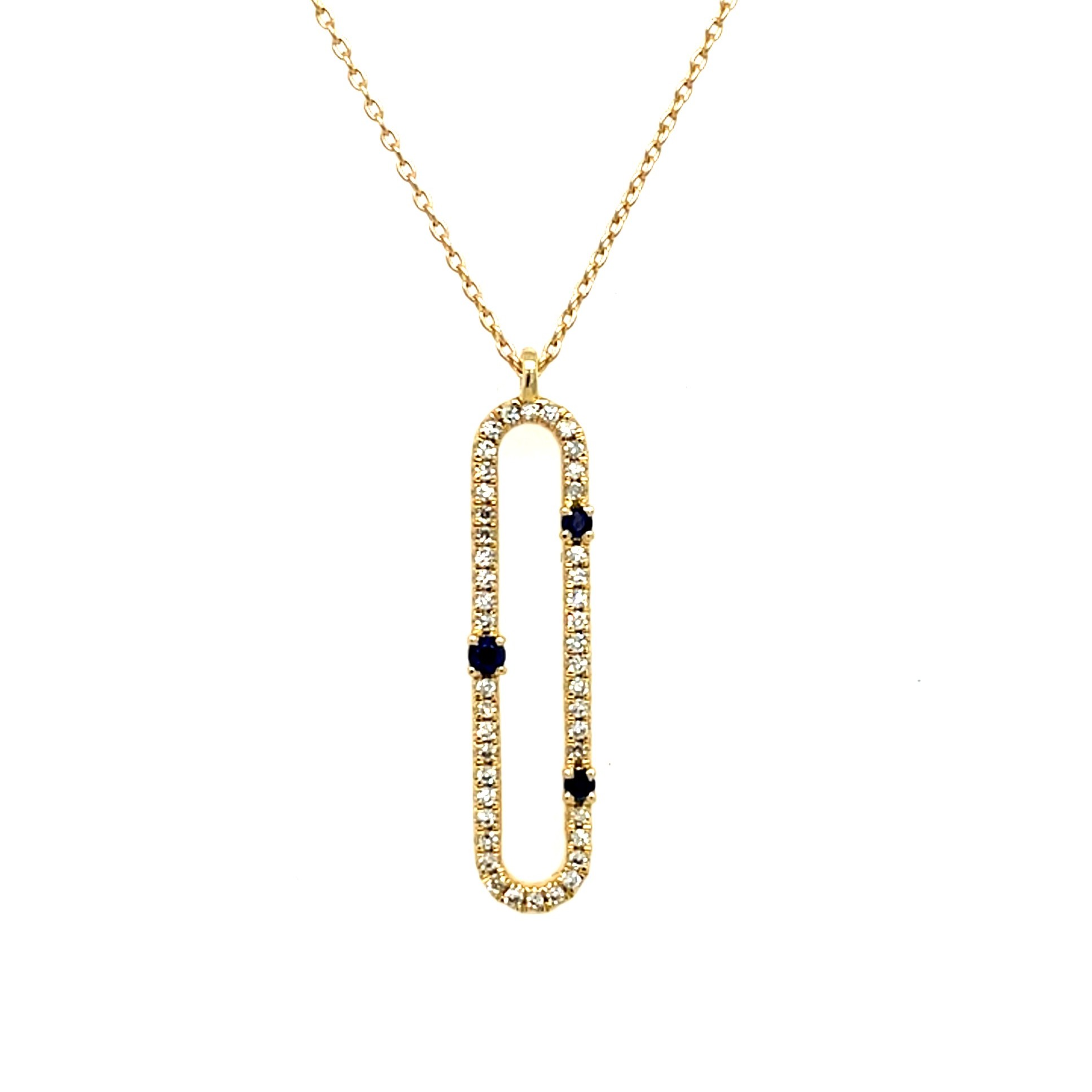 Yellow Gold Diamond Necklace with Sapphires