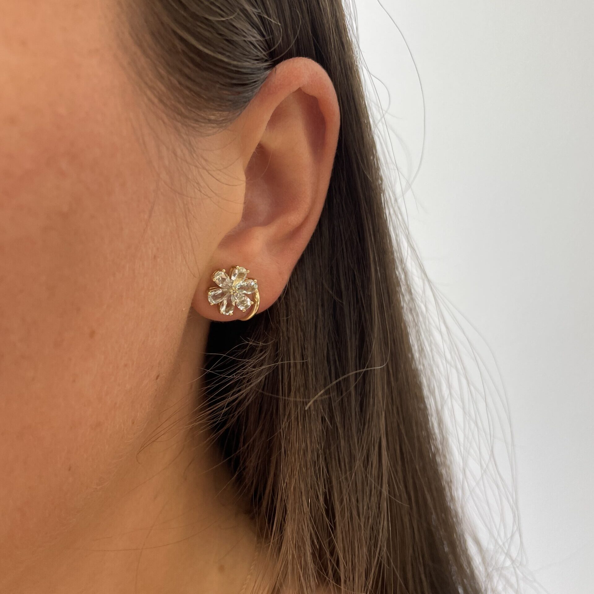 Yellow Gold Aquamarine Earrings with Diamonds