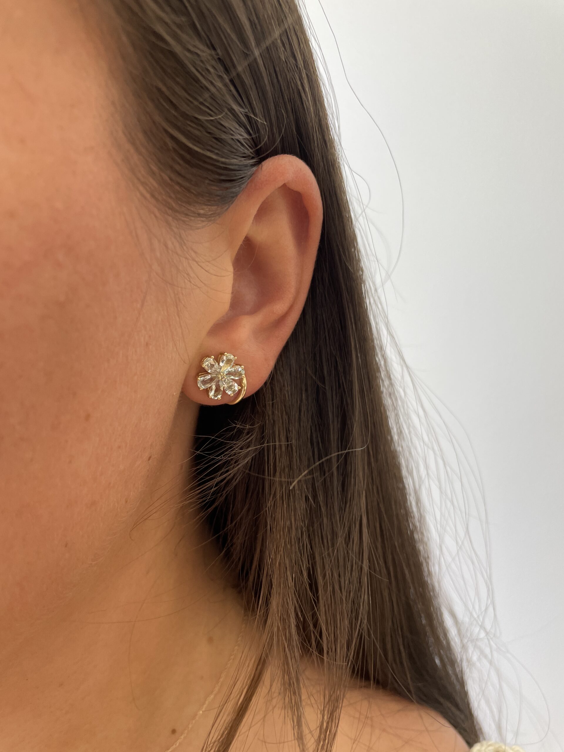 Estate: Yellow Gold Aquamarine Earrings with Diamonds