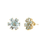 Estate: Yellow Gold Aquamarine Earrings with Diamonds