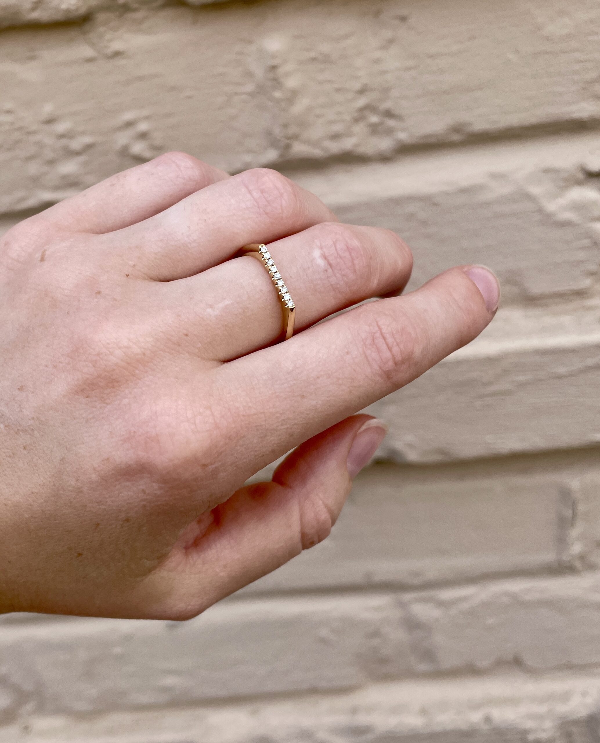 Yellow Gold Flat Top Diamond Fashion Band