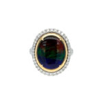 White & Yellow Gold Ammolite and Diamond Ring