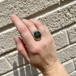 White & Yellow Gold Ammolite and Diamond Ring