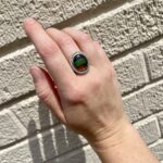 White & Yellow Gold Ammolite and Diamond Ring