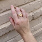 Yellow Gold Compass-Motif Diamond Signet Ring