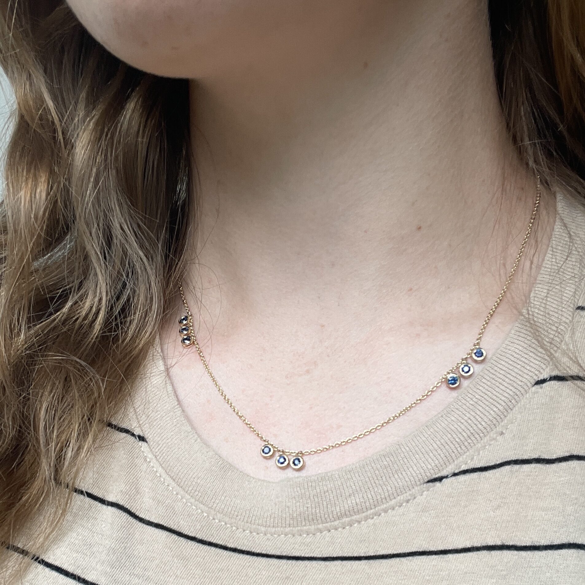 Yellow Gold Bezel-Set Sapphire Station Necklace