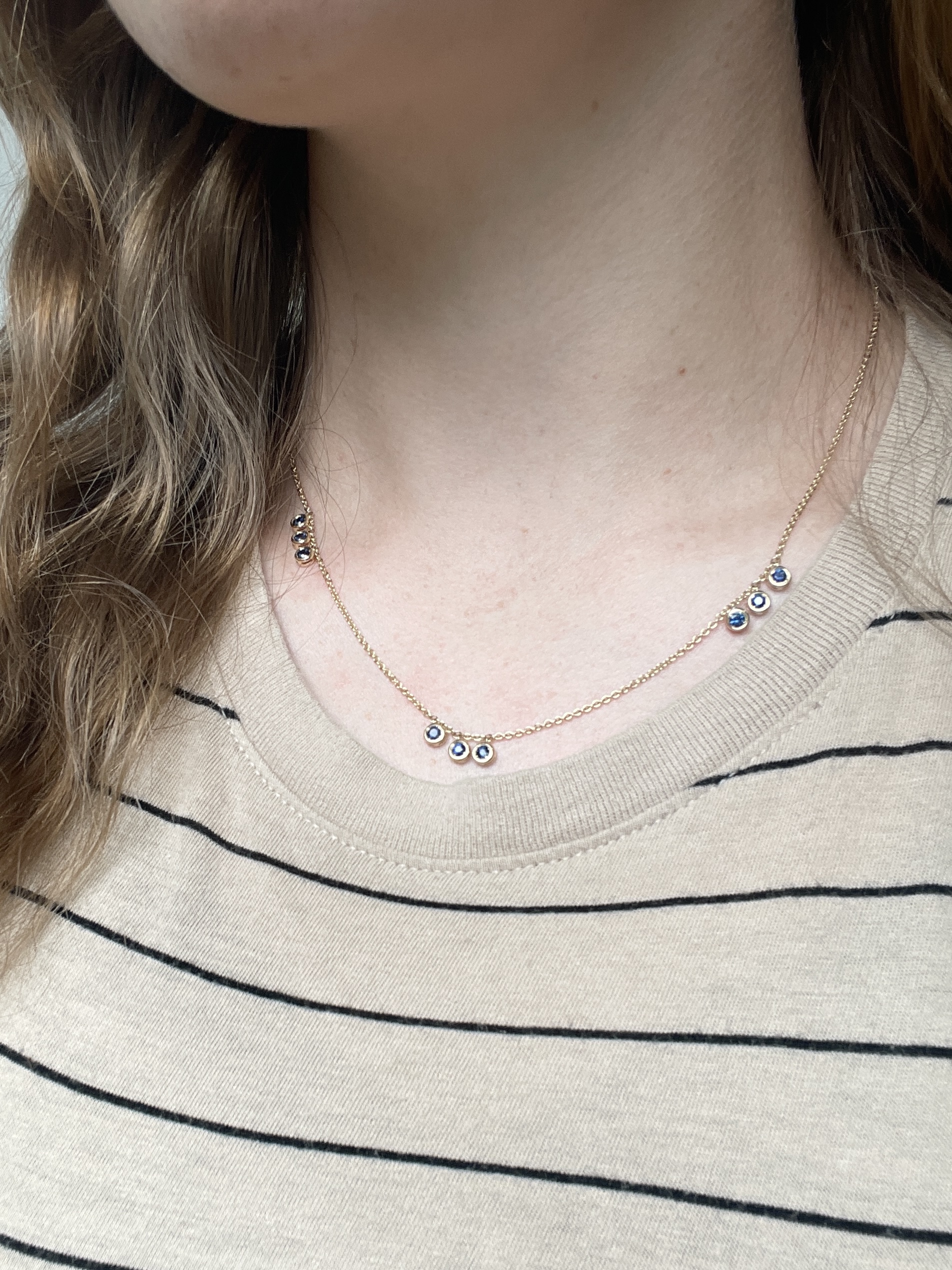 Yellow Gold Bezel-Set Sapphire Station Necklace