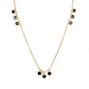 Yellow Gold Bezel-Set Sapphire Station Necklace