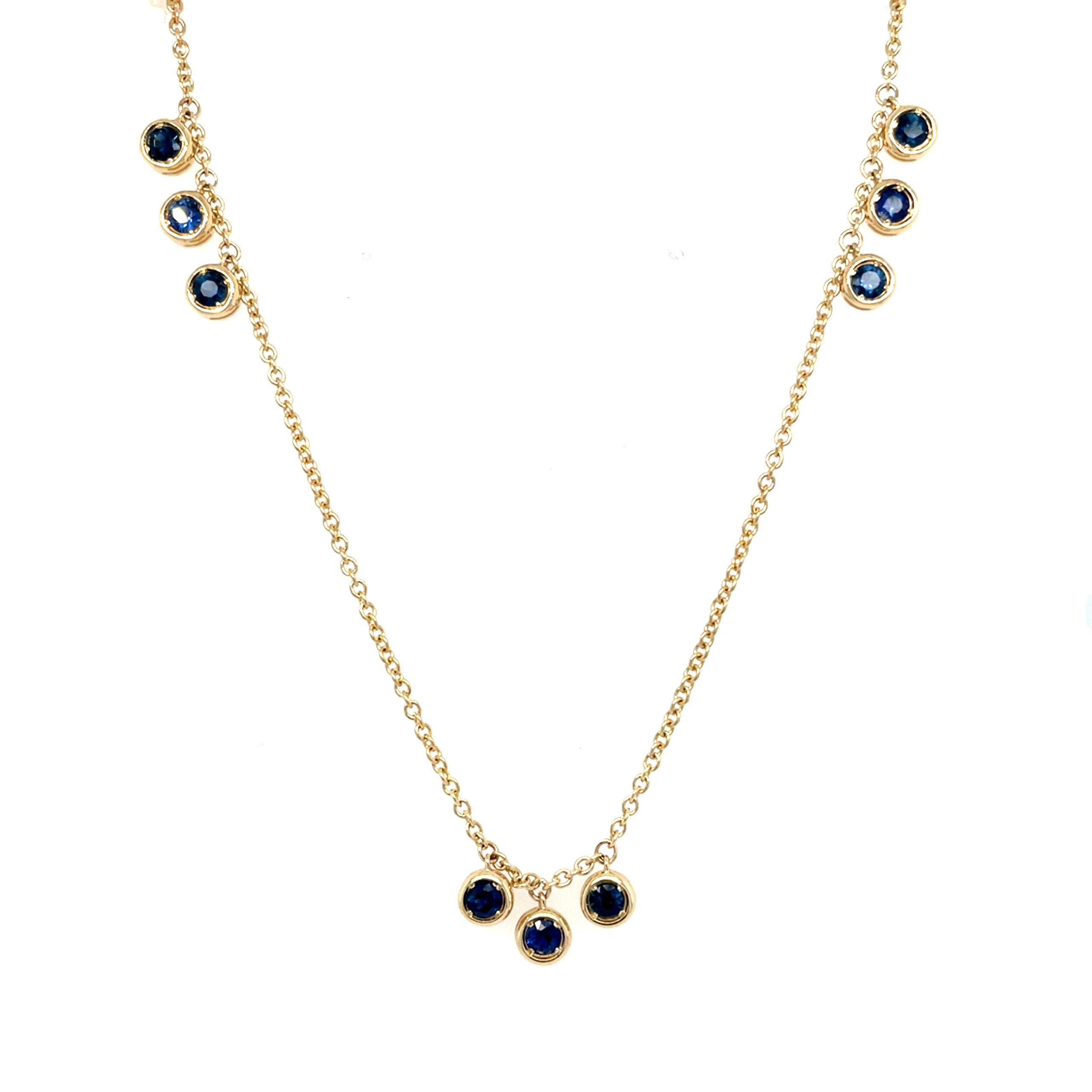 Yellow Gold Bezel-Set Sapphire Station Necklace