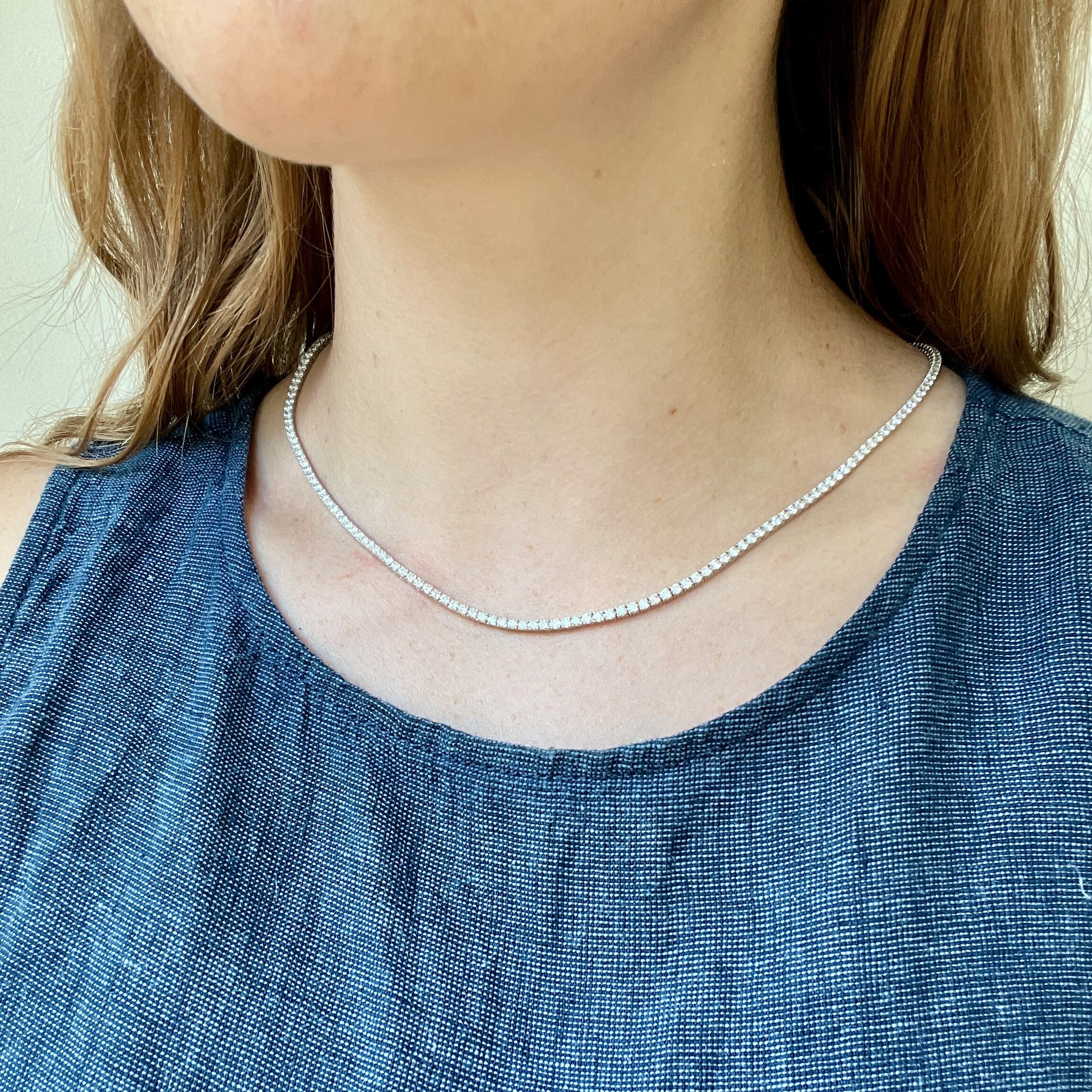 White Gold Tennis Line Necklace