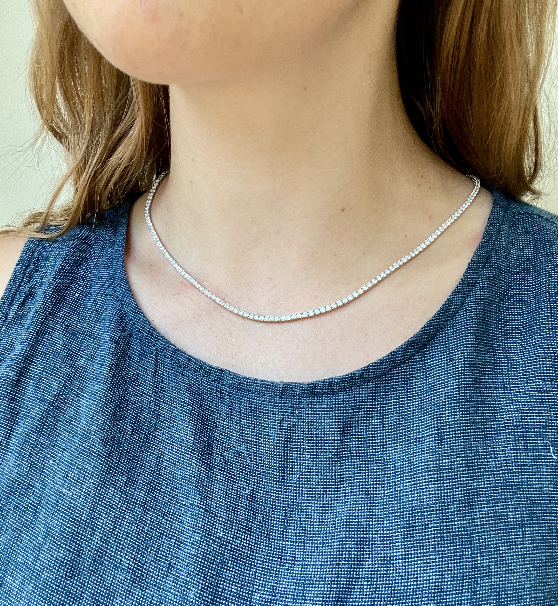 White Gold Tennis Line Necklace