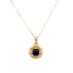Yellow Gold Sapphire Sunflower Necklace