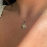 White & Yellow Gold Pear-Shaped Opal Necklace with Diamonds