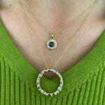 Yellow Gold Sapphire Sunflower Necklace