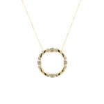 Yellow Gold Diamond Circle Pendant Necklace