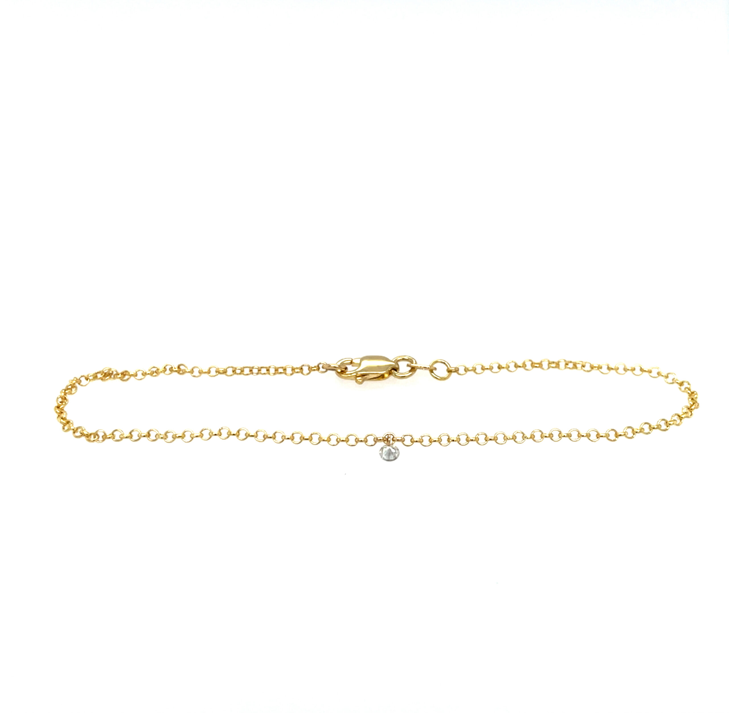 Yellow Gold Bracelet with Dangling Diamond