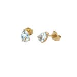 Yellow Gold Pear-Shaped Aquamarine Stud Earrings