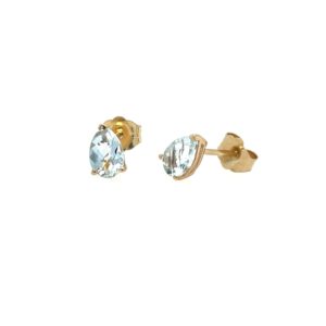 Yellow Gold Pear-Shaped Aquamarine Stud Earrings