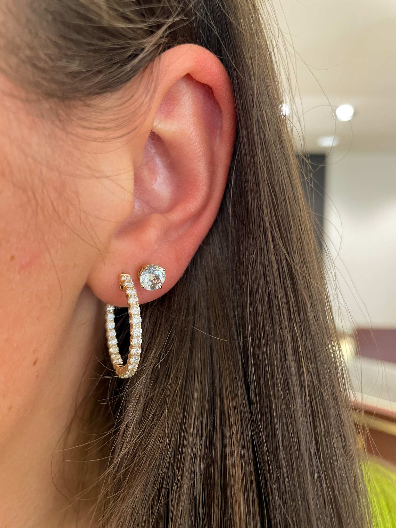 White Gold Aquamarine Stud Earrings