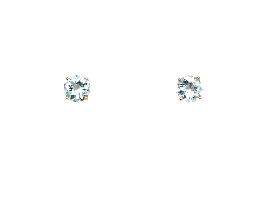 White Gold Aquamarine Stud Earrings