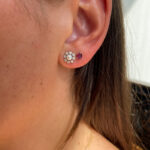 White Gold Pearl and Diamond Flower Stud Earrings