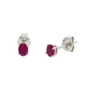 White Gold Ruby Stud Earrings