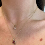 Yellow Gold Pink Sapphire Cluster Pendant Necklace
