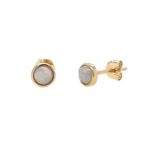 Yellow Gold Bezel-Set Opal Stud Earrings