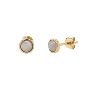 Yellow Gold Bezel-Set Opal Stud Earrings