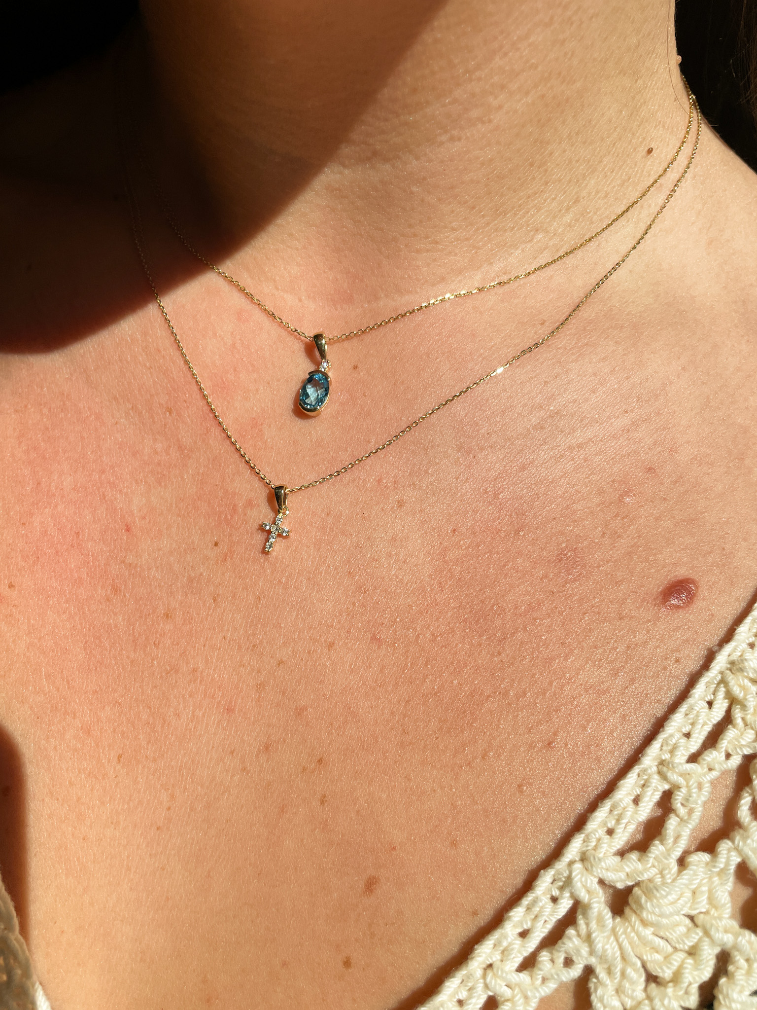 Yellow Gold Diamond Cross Necklace