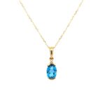 Yellow Gold Blue Topaz Necklace