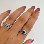 White Gold Oval Sapphire Ring with Diamonds