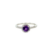 White Gold Amethyst Ring with Diamonds