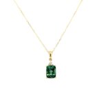 Yellow Gold Green Tourmaline Necklace with Diamonds