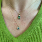 Yellow Gold London Blue Topaz Necklace with Diamond Halo