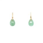 Yellow Gold Jade Earrings with Diamonds