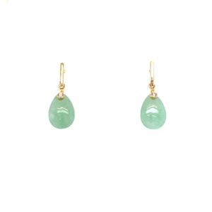 Yellow Gold Jade Earrings with Diamonds