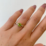 Yellow Gold Peridot Ring with Diamonds