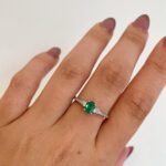 White Gold Emerald Ring with Diamonds