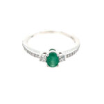 White Gold Emerald Ring with Diamonds