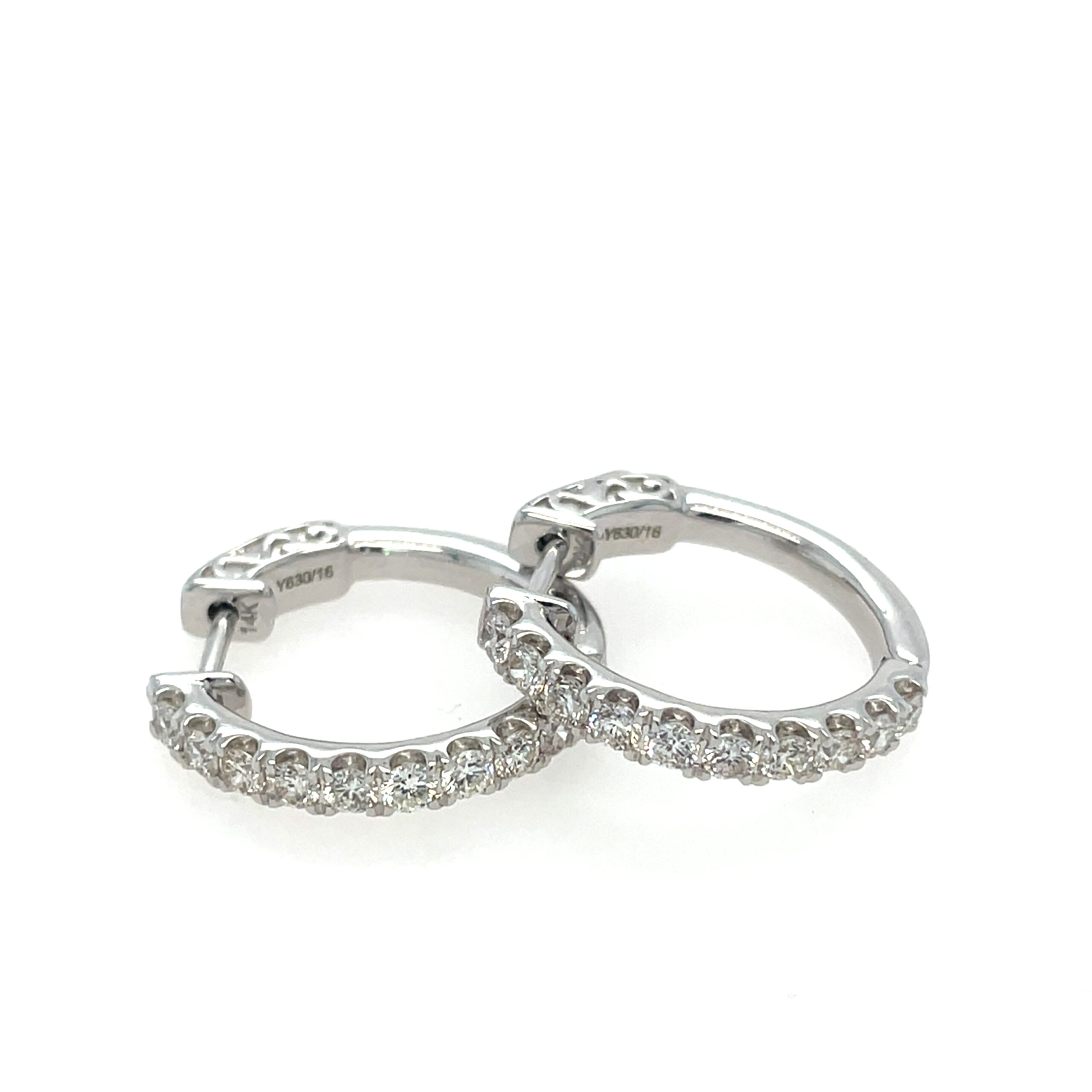 White Gold 0.80 Carat Diamond Hoop Earrings