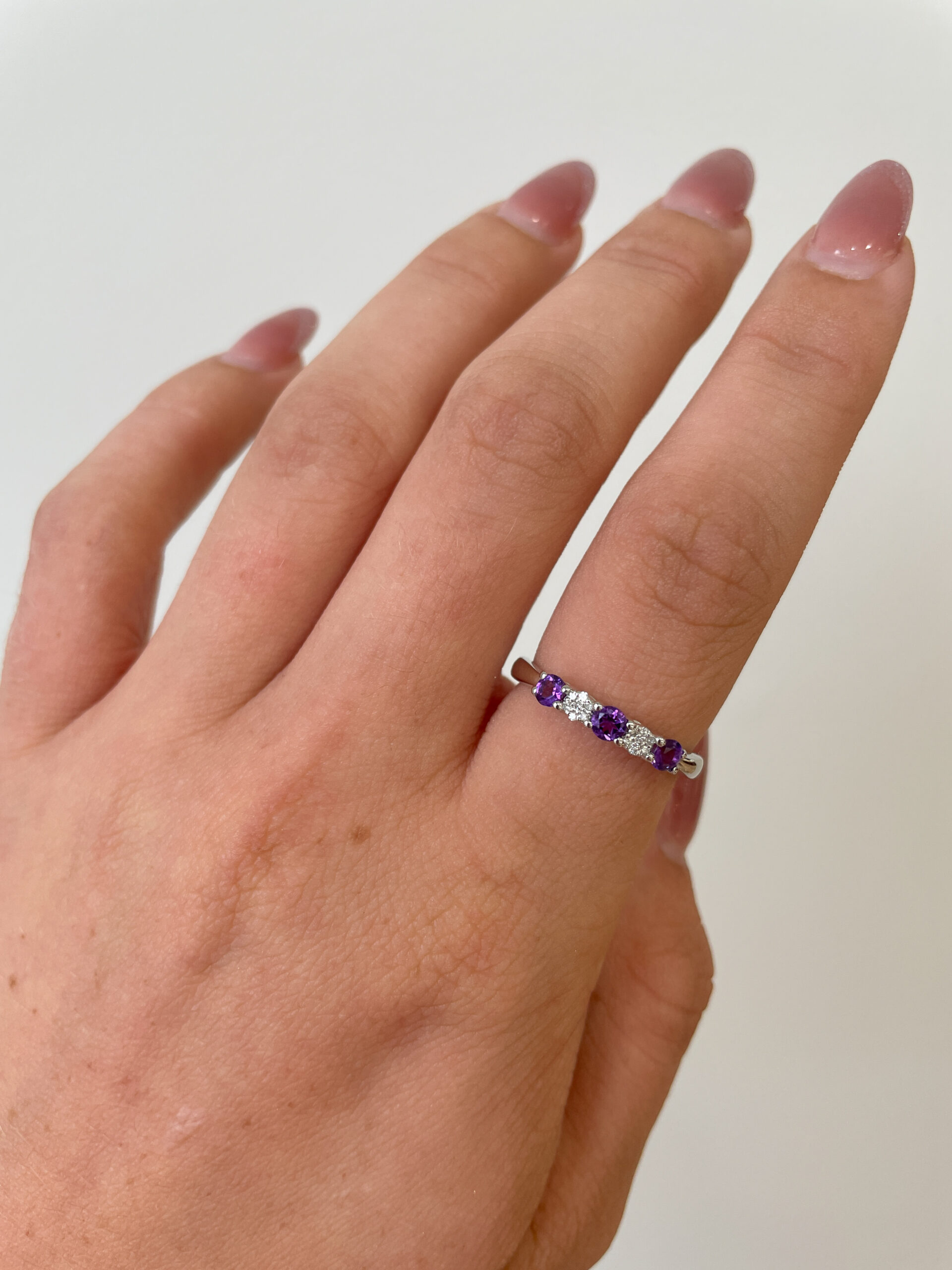 White Gold Amethyst Ring with Diamonds