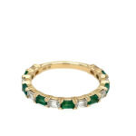 Yellow Gold Emerald and Diamond Band